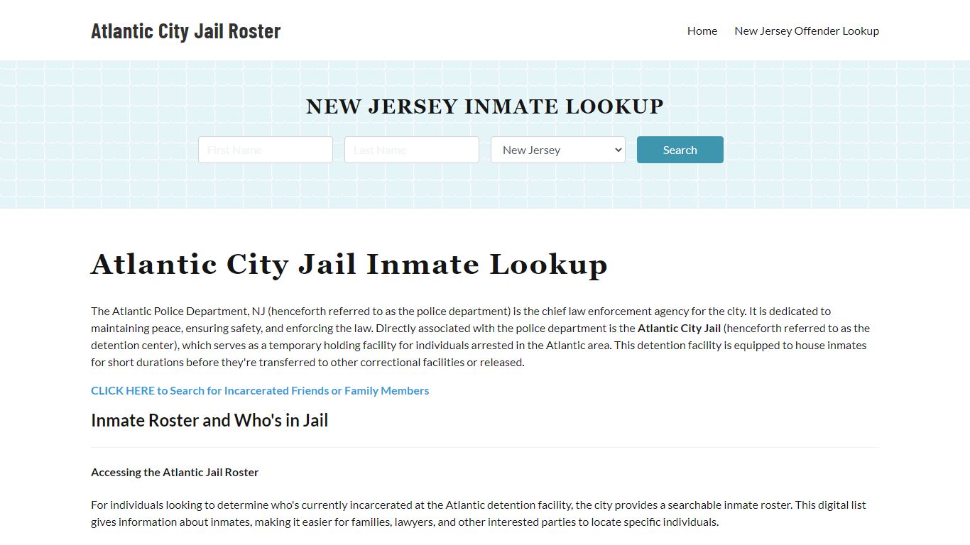 Atlantic Police Department & City Jail, NJ Inmate Roster, Arrests, Mugshots